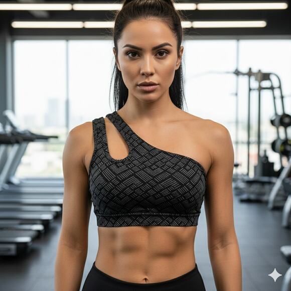 UO Without Walls One Shoulder Double Strap Sports Bra Fast Drying Ventilation XS - Picture 1 of 16